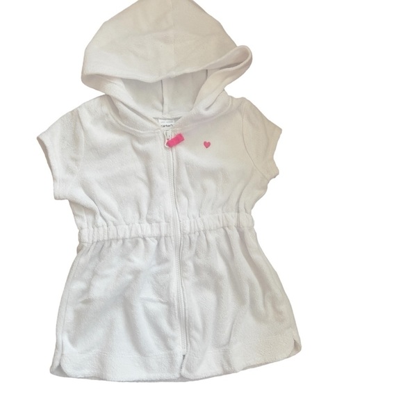 Carter's Other - Carters Baby Toddler Girl White Full Zip Hooded Swim Cover Up Size 18 months